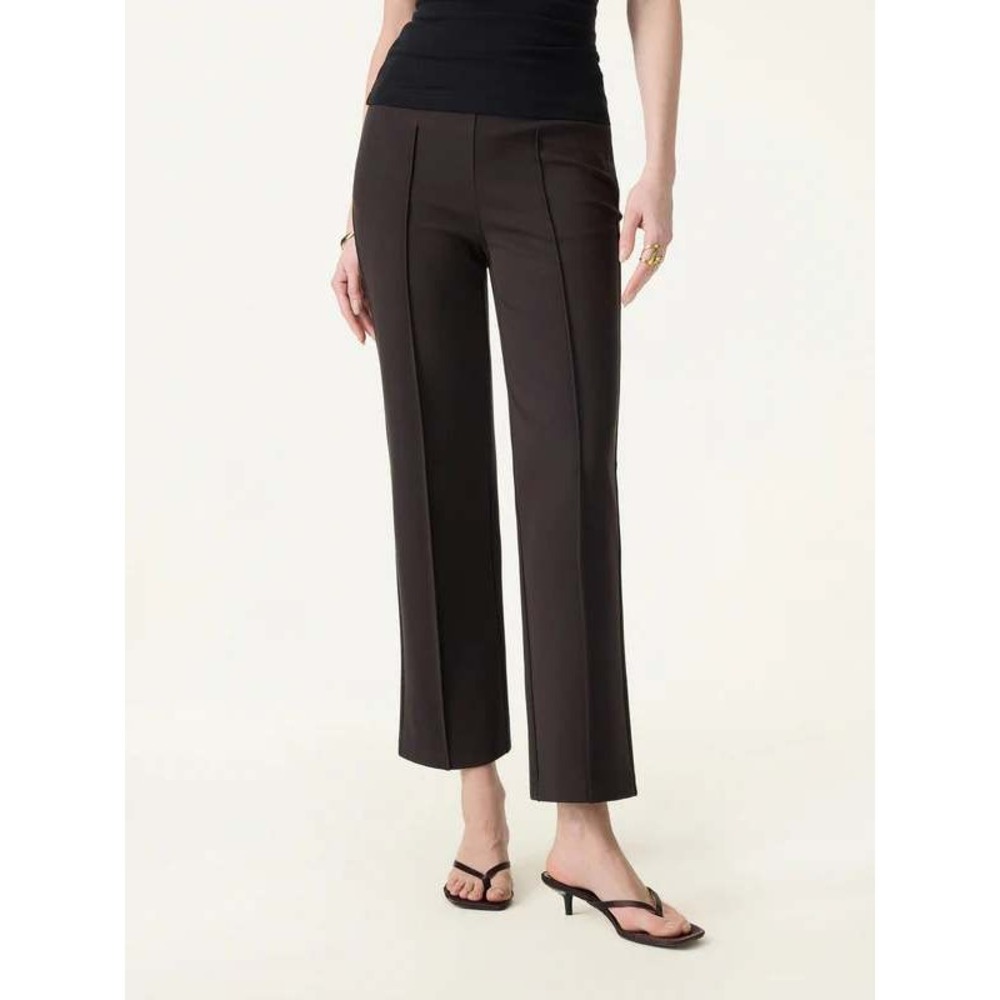 OGL Ponte Wrinkle-Resistant High Rise Cropped Flare Leg Travel Pants Brown XL